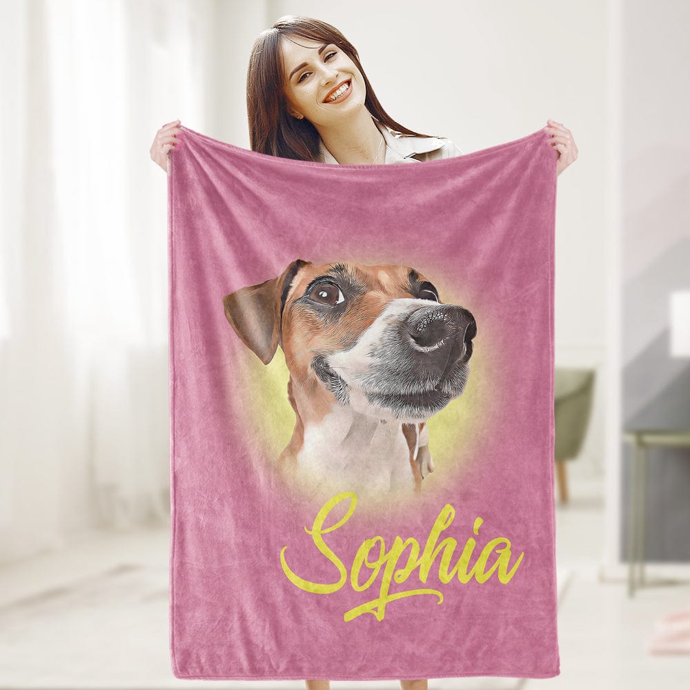 Personalized Name Dog Pet Human Portrait Blanket - furevermama