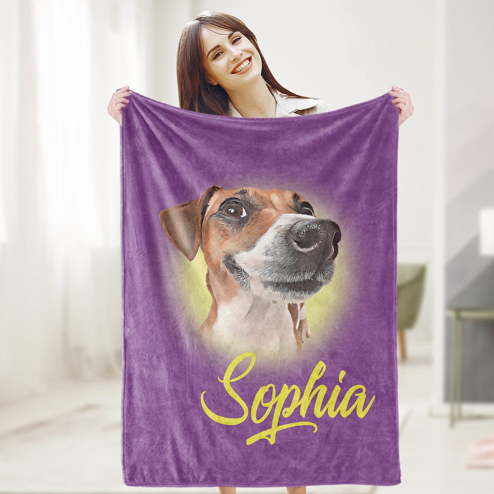 Personalized Name Dog Pet Human Portrait Blanket - furevermama