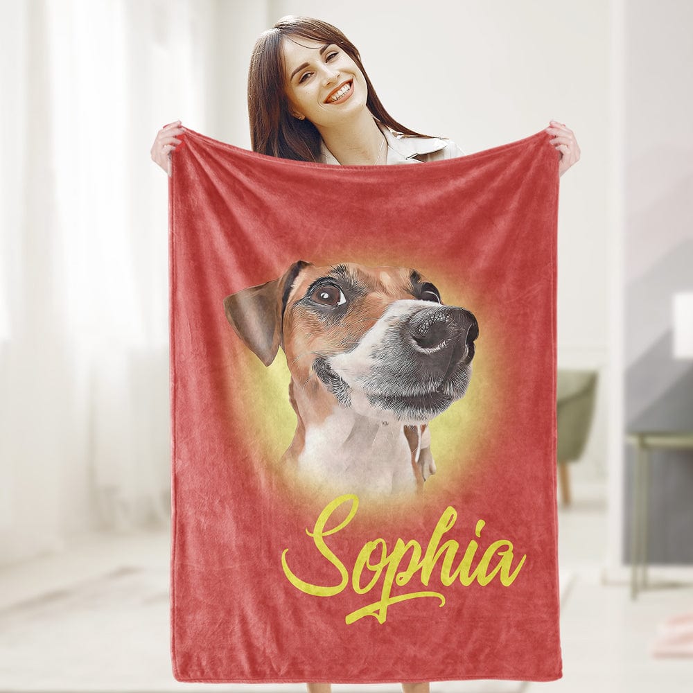 Personalized Name Dog Pet Human Portrait Blanket - furevermama