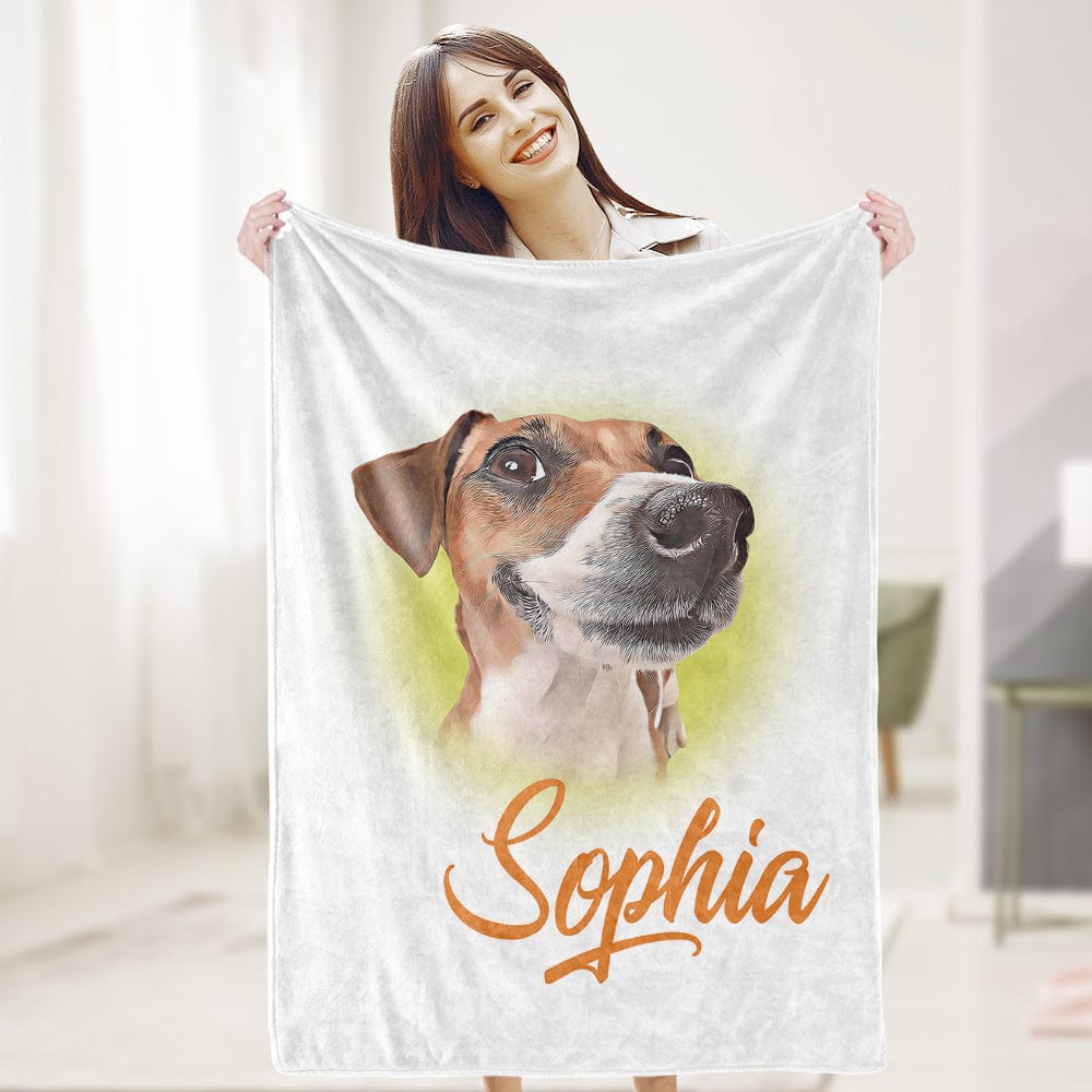 Personalized Name Dog Pet Human Portrait Blanket - furevermama
