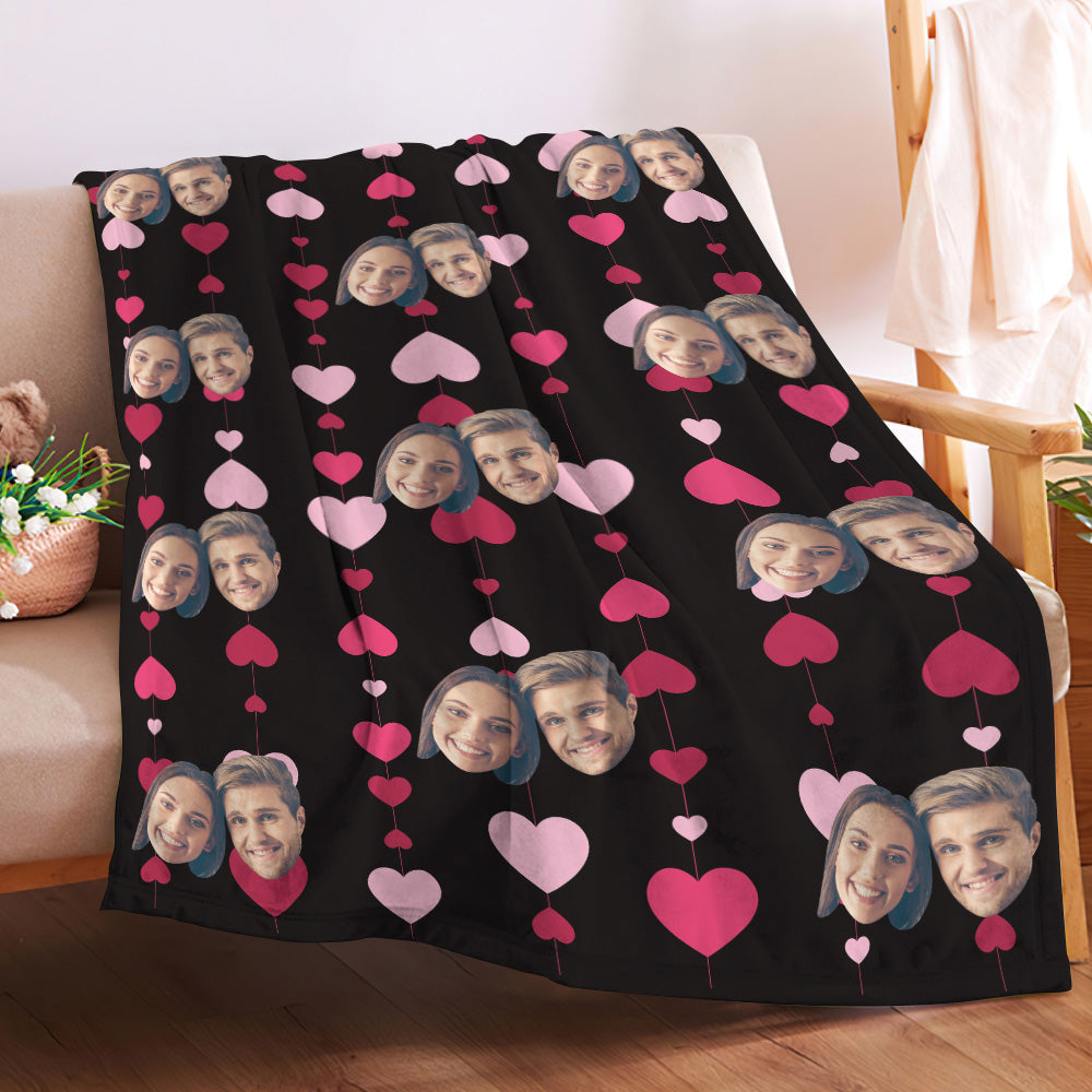 Custom Face and Heart Blanket Personalized Photo Blanket Best Valentine's Day Gifts for Her - furevermama