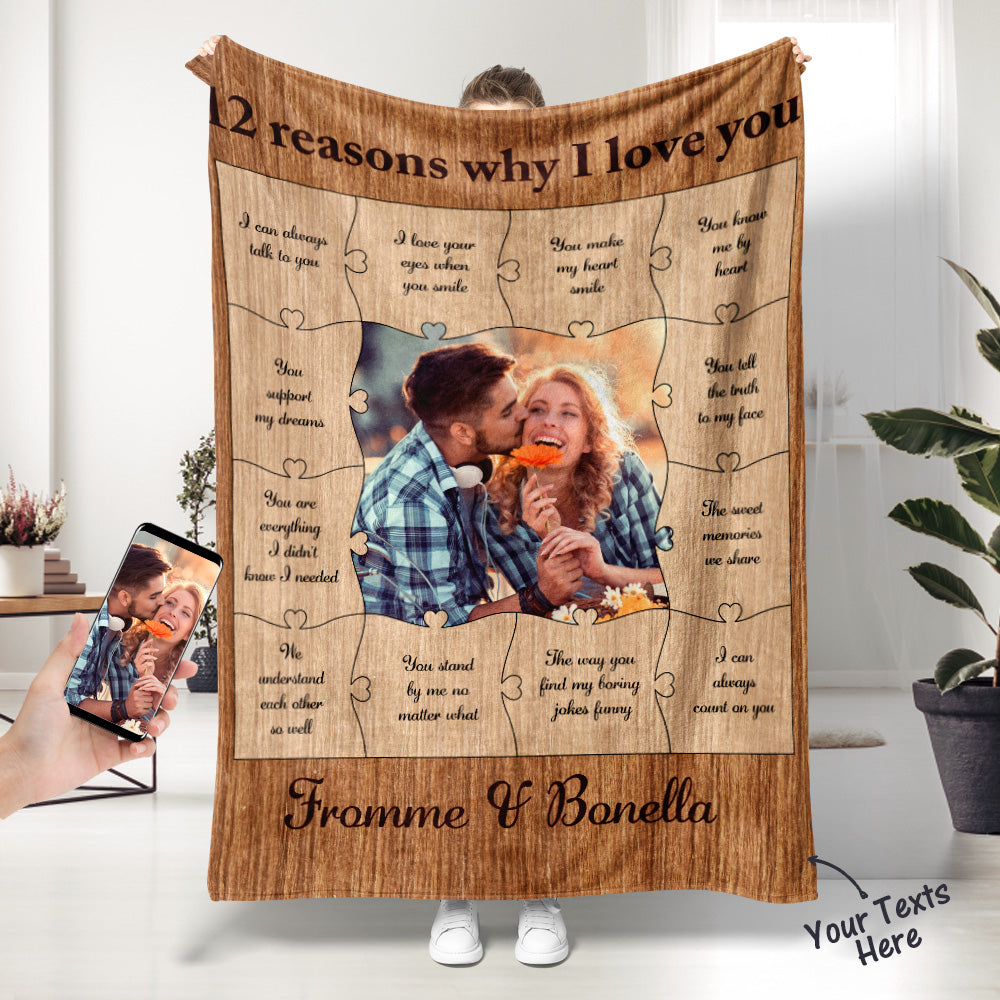 Custom Photo Blanket 12 Reasons Why I Love You - furevermama