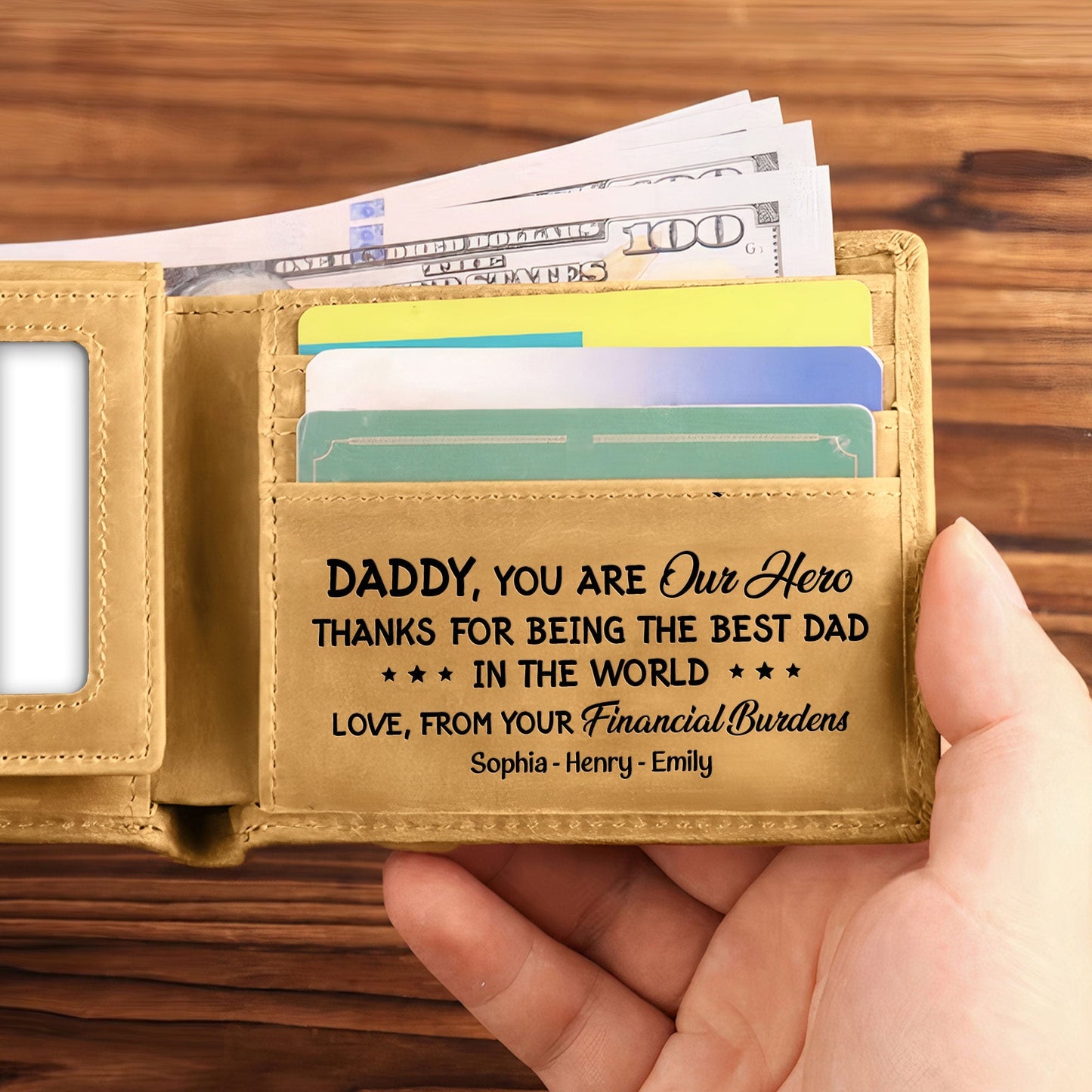 Best Dad Ever Personalized Leather Wallet - furevermama