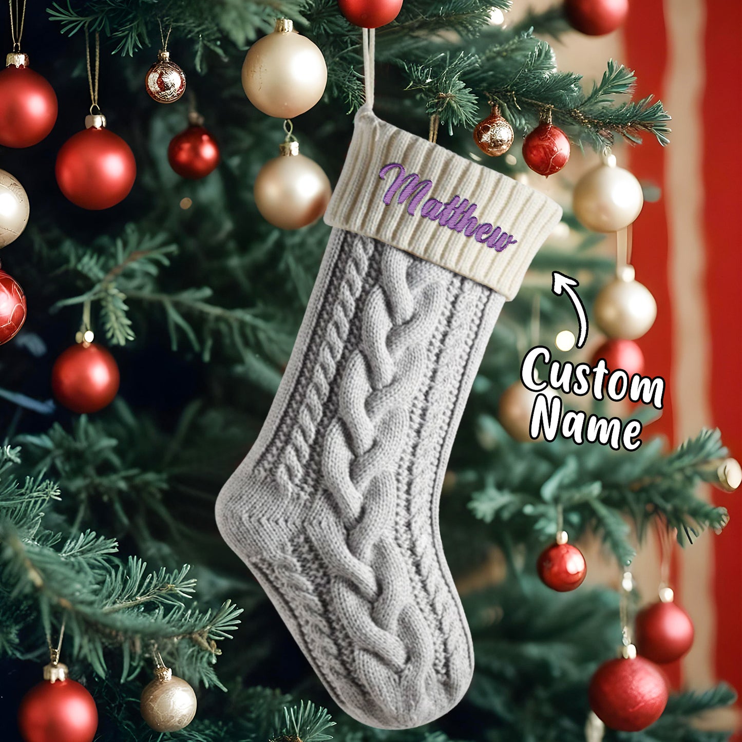 Personalized Knitted Christmas Stocking