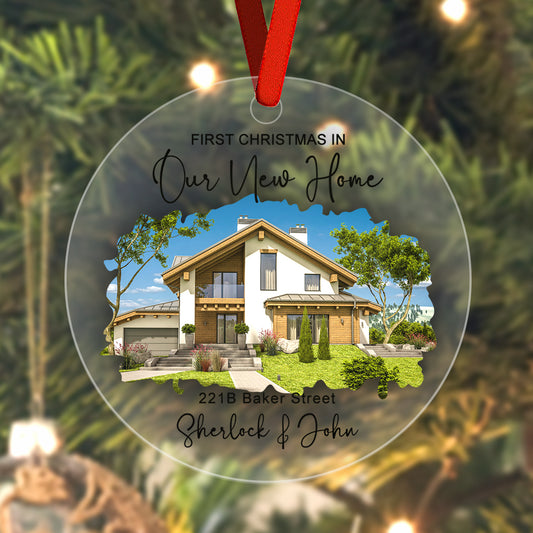 Personalized New Home Photo Hanging Ornament - Custom Watercolor Housewarming Gift - furevermama