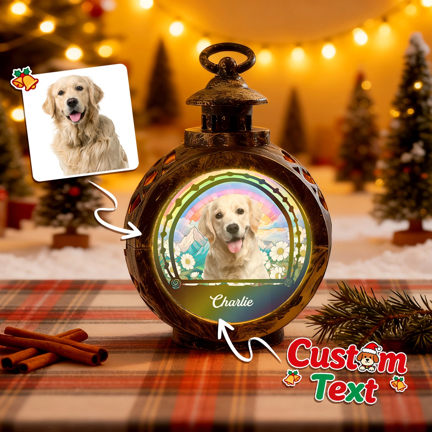 Custom Pet Photo & Background Christmas Ornament – Perfect Gift for Pet Lovers