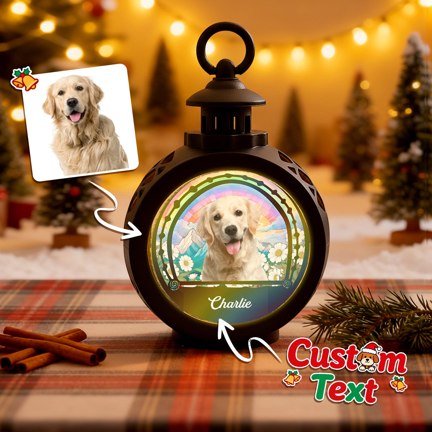 Custom Pet Photo & Background Christmas Ornament – Perfect Gift for Pet Lovers