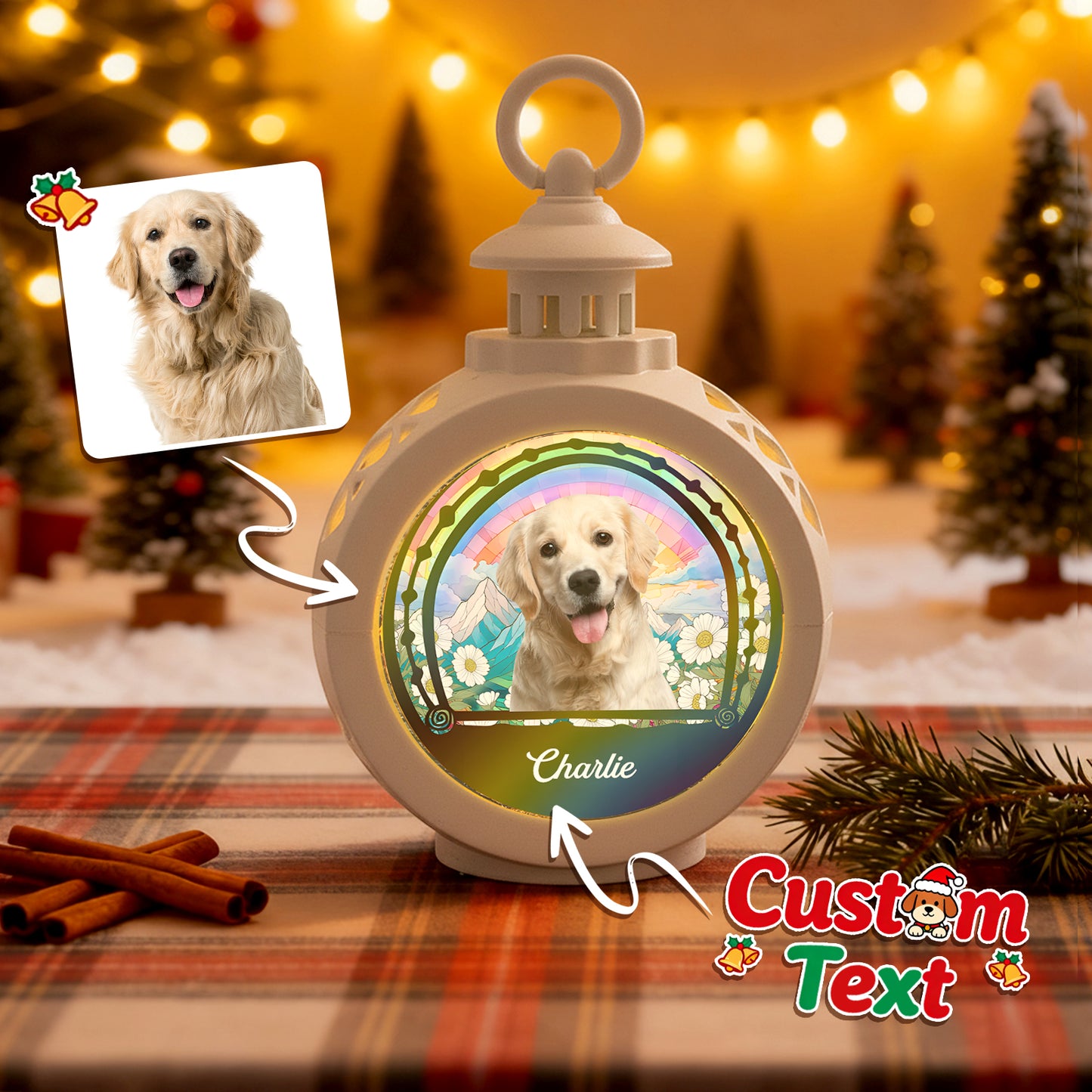 Custom Pet Photo & Background Christmas Ornament – Perfect Gift for Pet Lovers