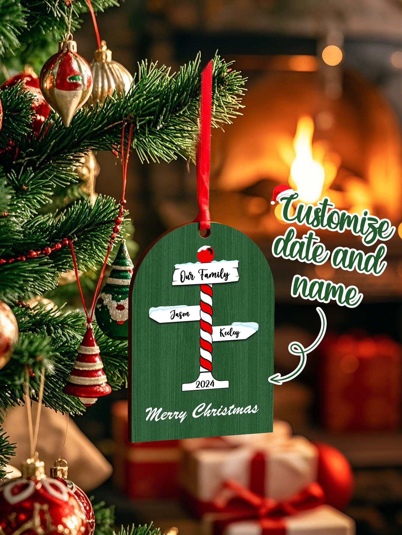 Personalized Christmas Ornaments with Family Name Ornament for Christmas Gift