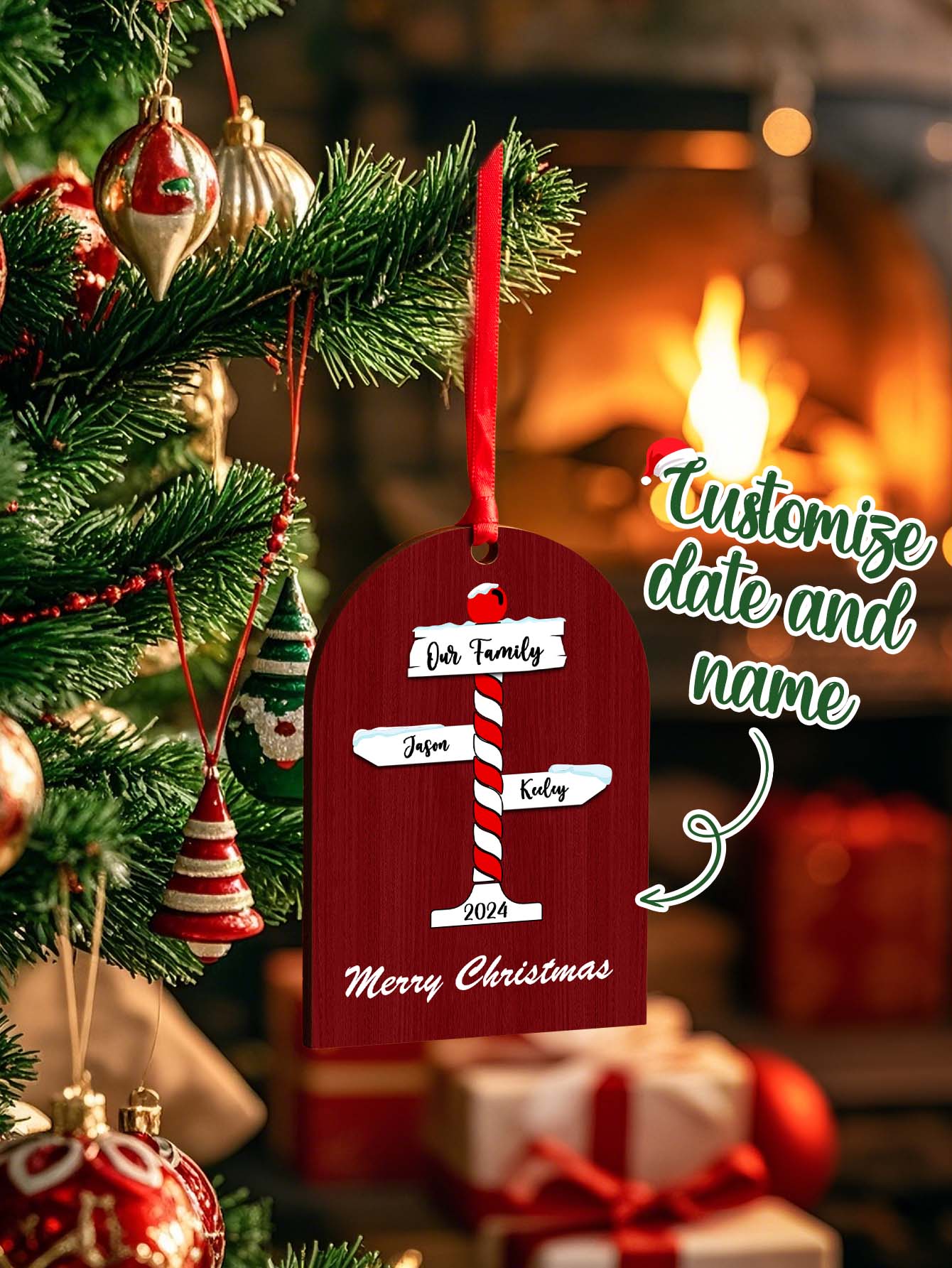 Personalized Christmas Ornaments with Family Name Ornament for Christmas Gift