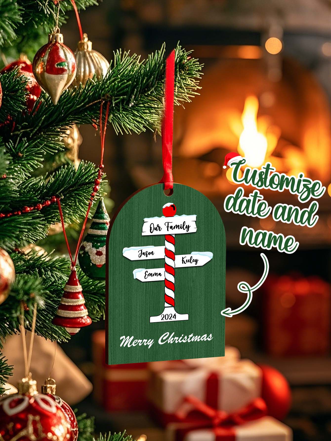 Personalized Christmas Ornaments with Family Name Ornament for Christmas Gift