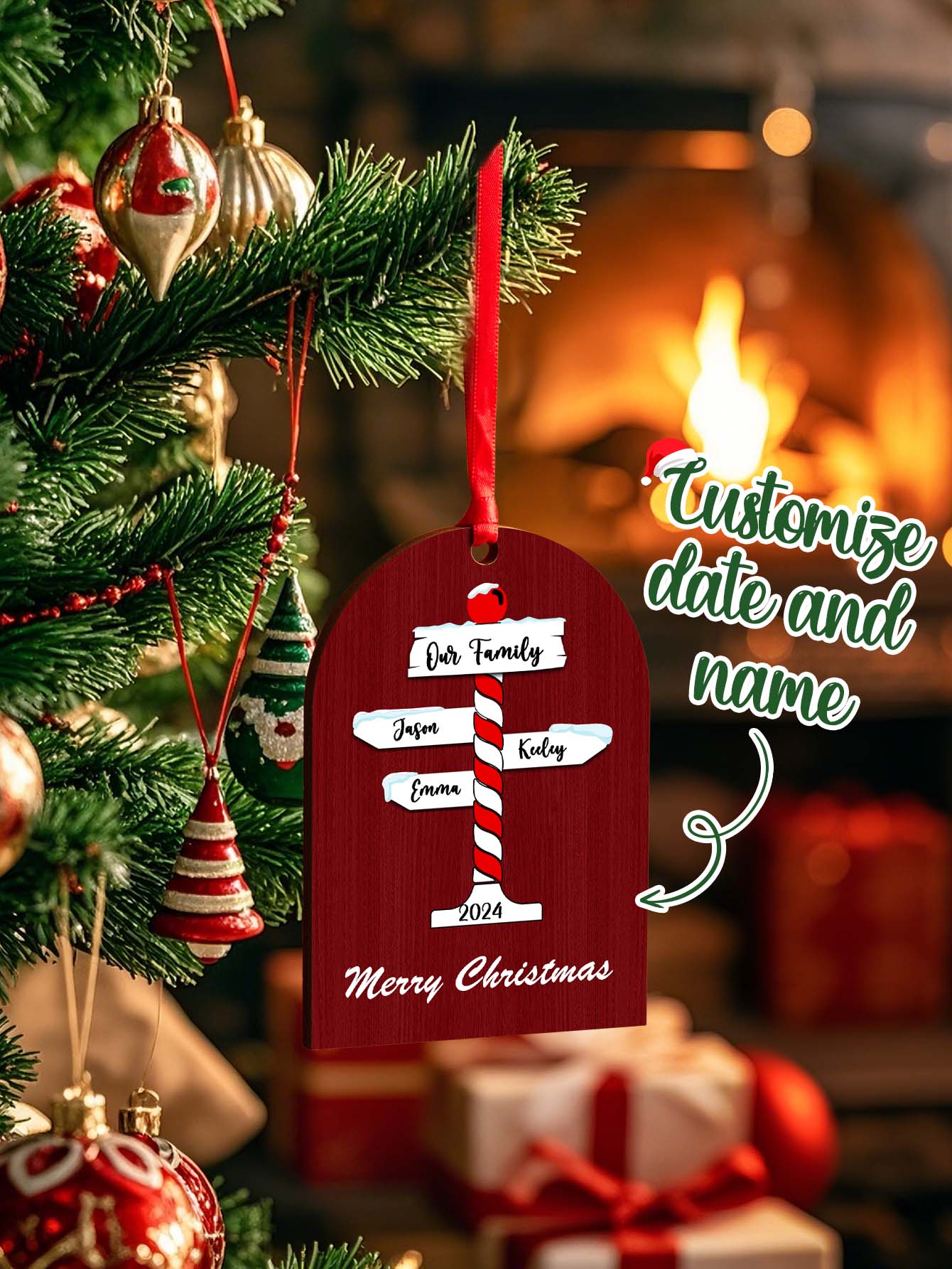Personalized Christmas Ornaments with Family Name Ornament for Christmas Gift