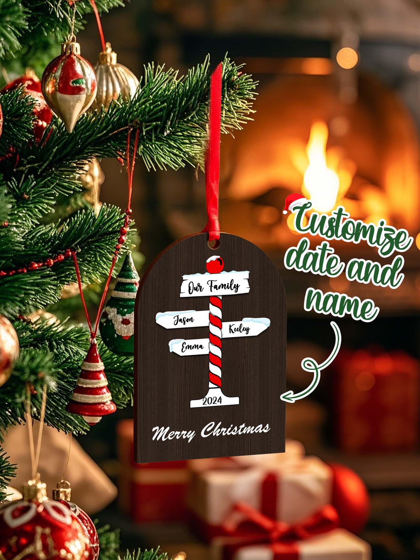 Personalized Christmas Ornaments with Family Name Ornament for Christmas Gift
