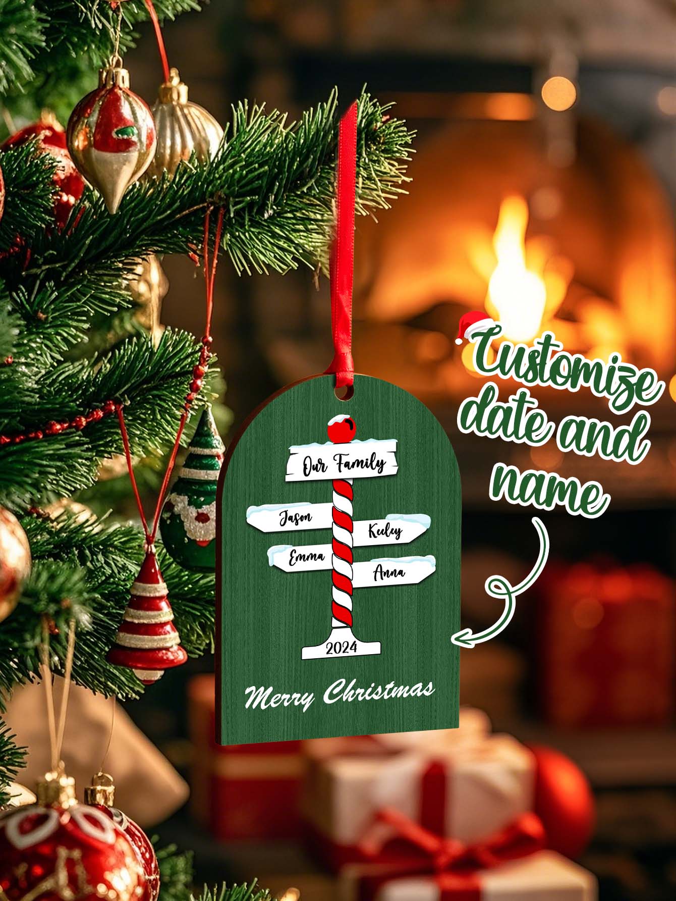 Personalized Christmas Ornaments with Family Name Ornament for Christmas Gift