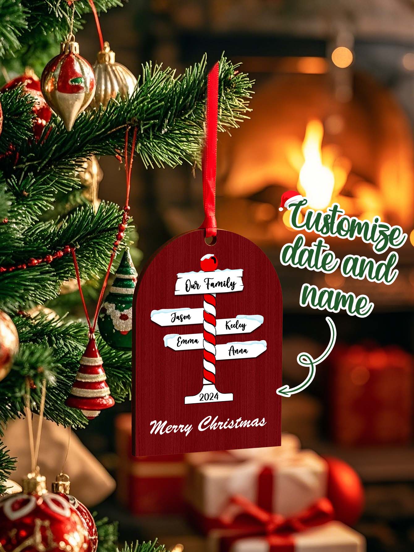 Personalized Christmas Ornaments with Family Name Ornament for Christmas Gift