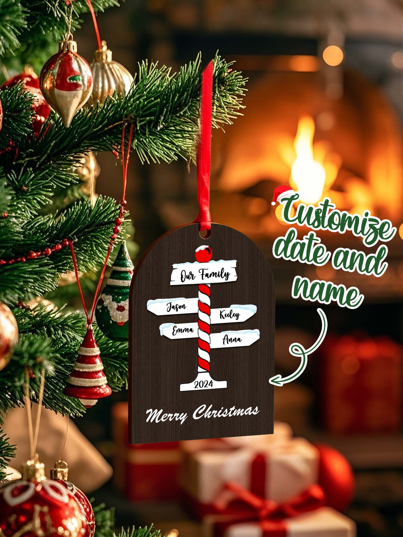 Personalized Christmas Ornaments with Family Name Ornament for Christmas Gift