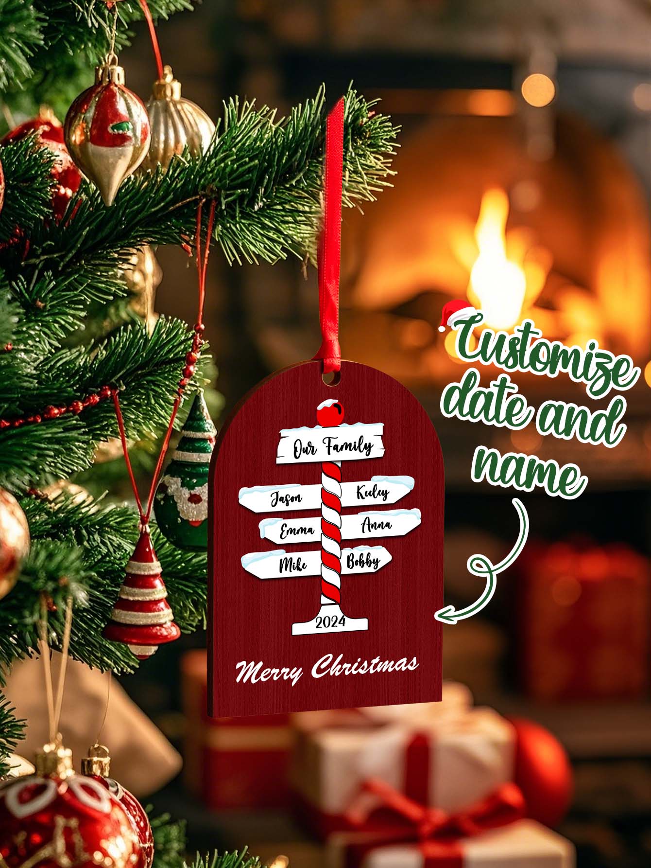 Personalized Christmas Ornaments with Family Name Ornament for Christmas Gift