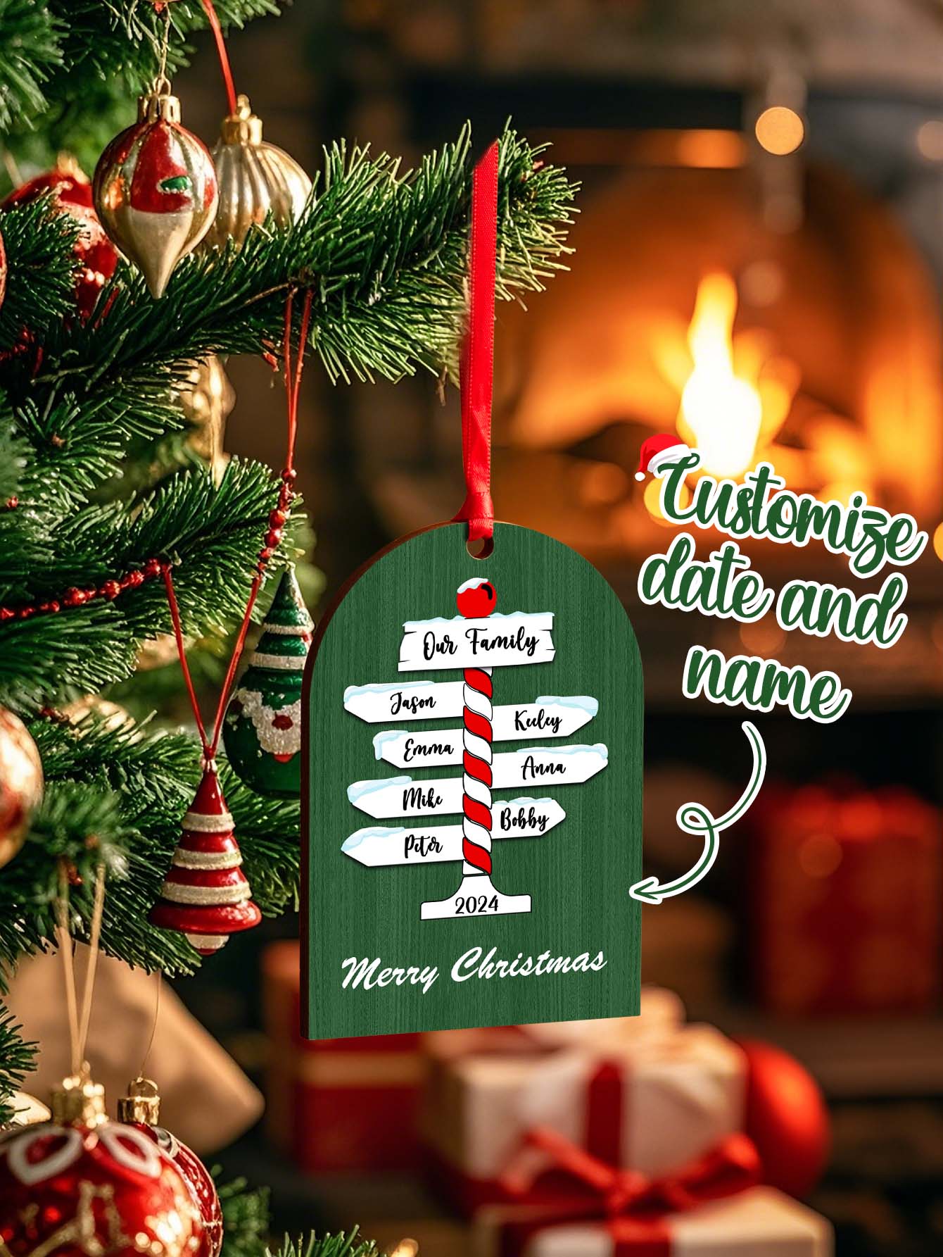 Personalized Christmas Ornaments with Family Name Ornament for Christmas Gift