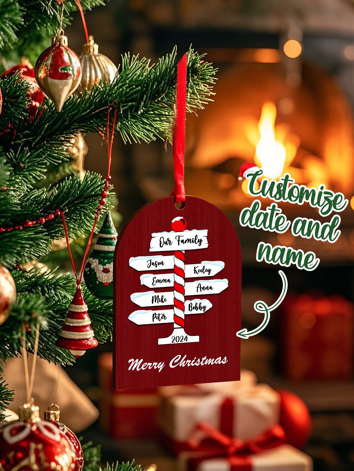 Personalized Christmas Ornaments with Family Name Ornament for Christmas Gift