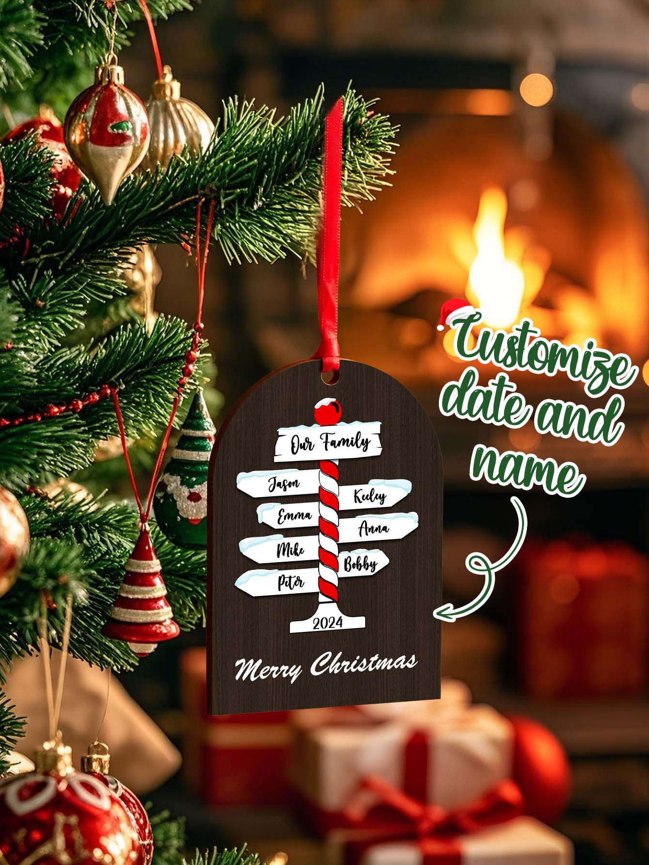 Personalized Christmas Ornaments with Family Name Ornament for Christmas Gift