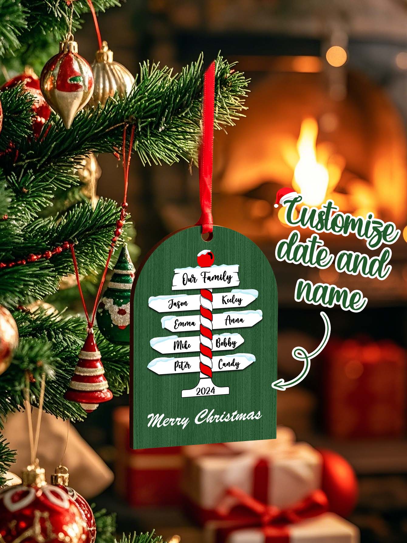 Personalized Christmas Ornaments with Family Name Ornament for Christmas Gift