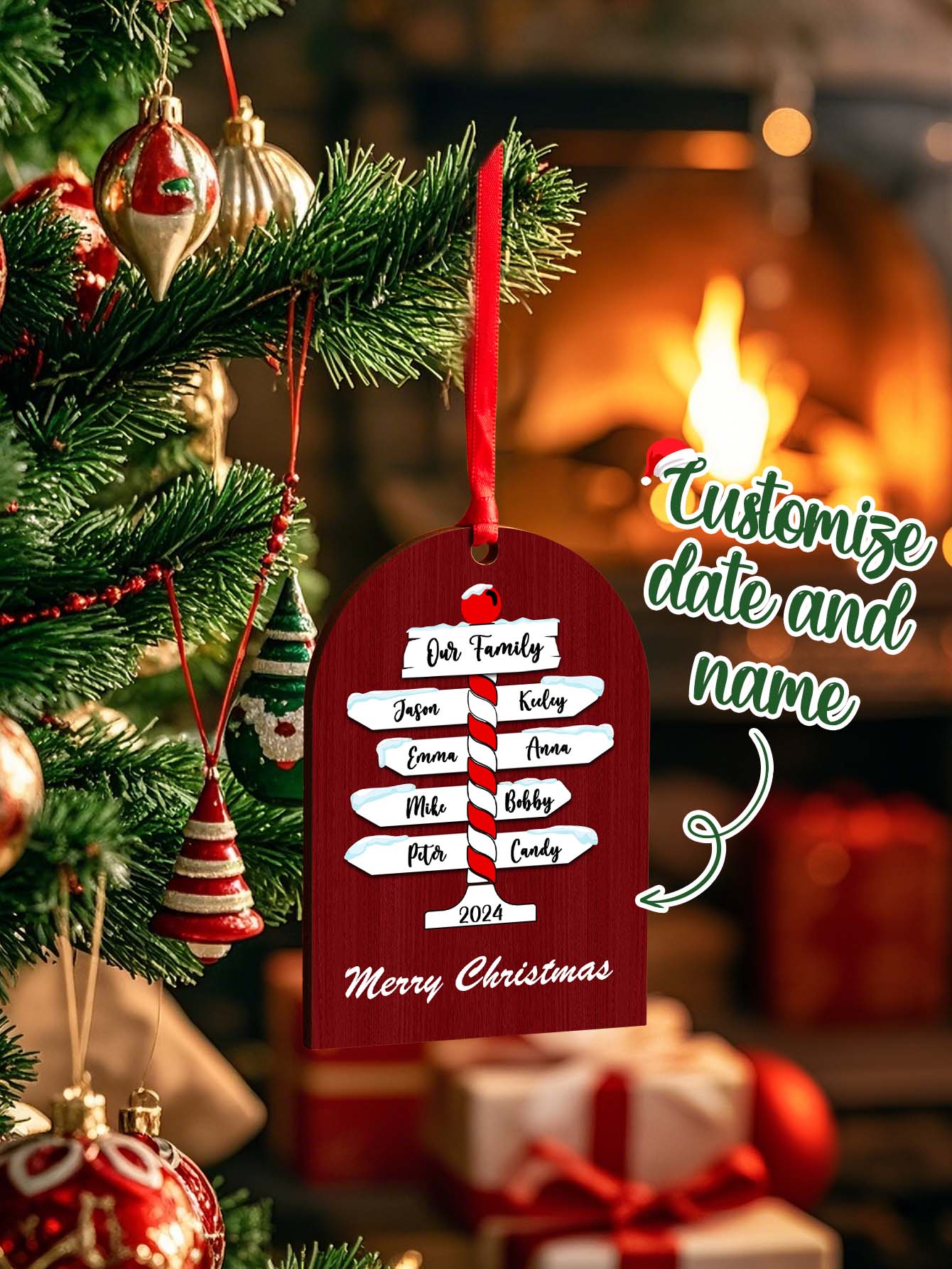Personalized Christmas Ornaments with Family Name Ornament for Christmas Gift