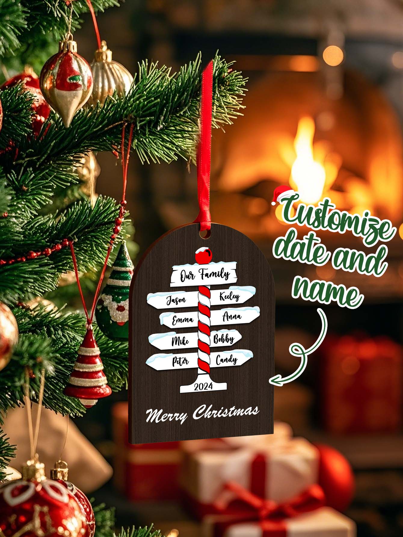 Personalized Christmas Ornaments with Family Name Ornament for Christmas Gift