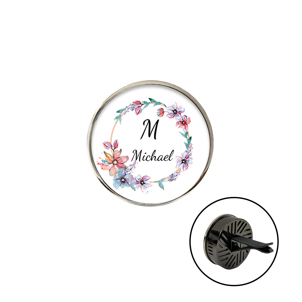 Decorative wall hook with floral design and 'Michael' text on a white background