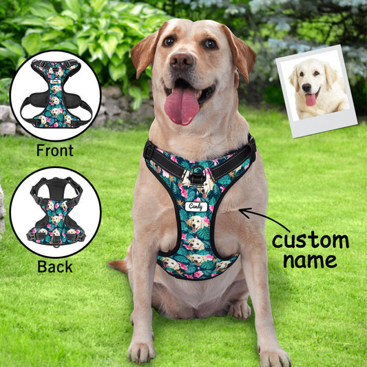 Custom Hawaiian Style Dog Harness Adjustable Reflective Vest