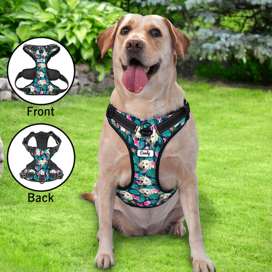 Custom Hawaiian Style Dog Harness Adjustable Reflective Vest