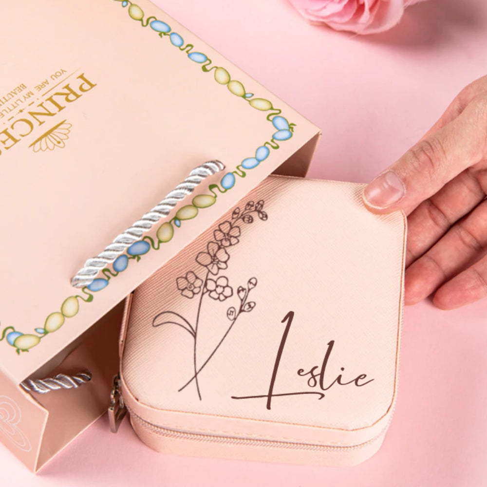 Personalized Birth Flower & Name Jewelry Box For Her