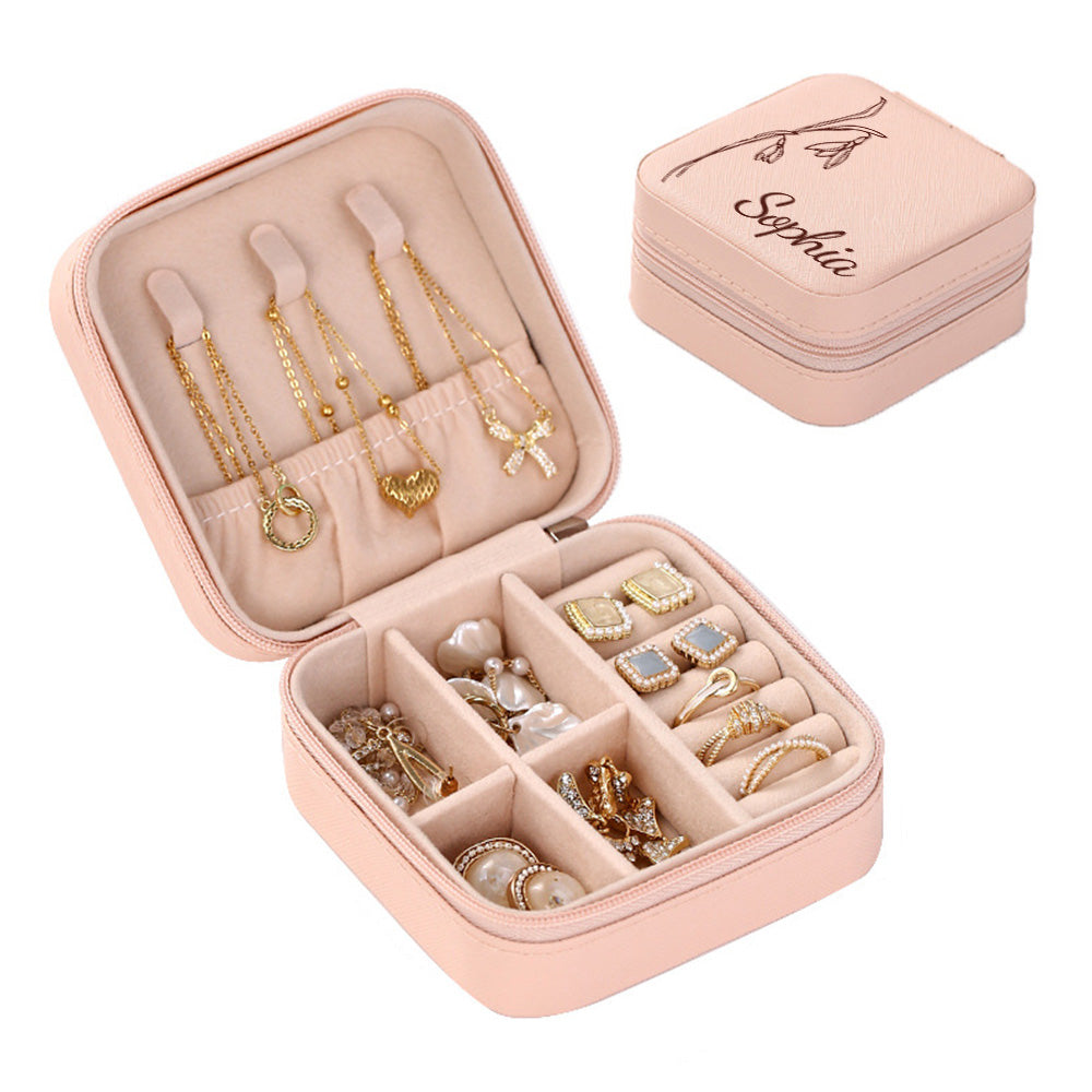 Personalized Birth Flower & Name Jewelry Box For Her