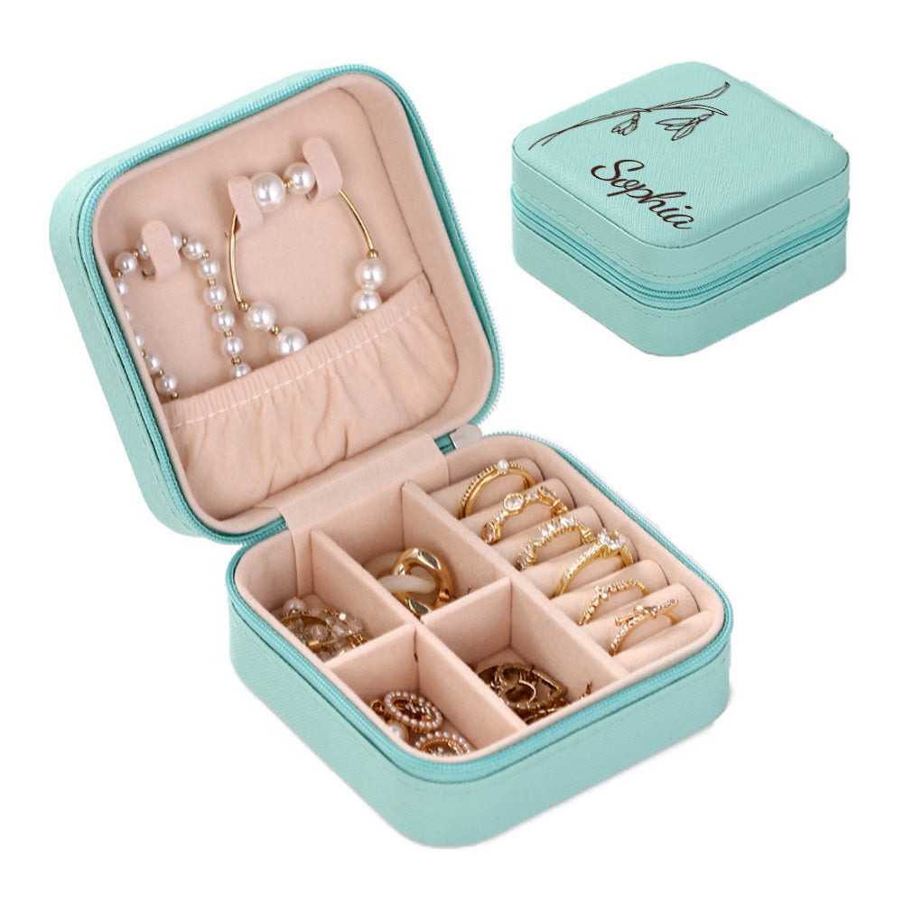 Personalized Birth Flower & Name Jewelry Box For Her
