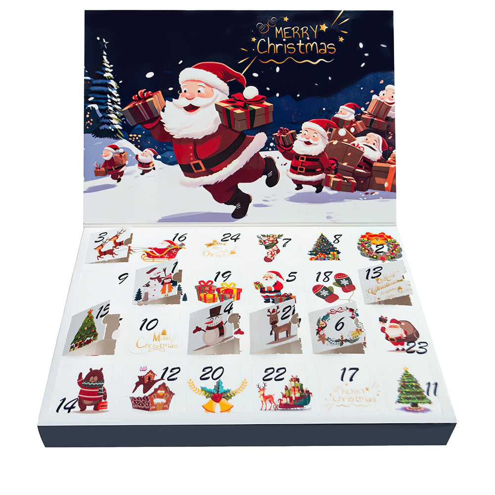 Advent calendar with Santa Claus design on a white background