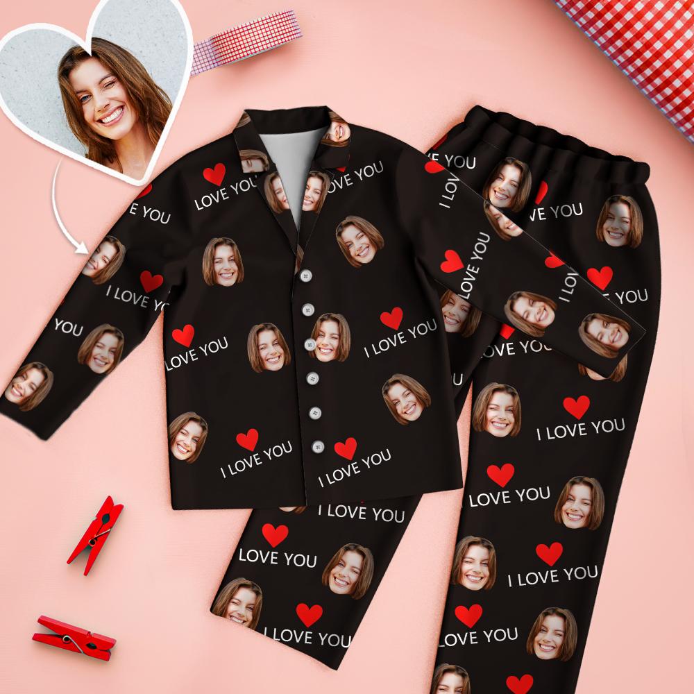 I Love You Personalised Face Pajamas Set - furevermama