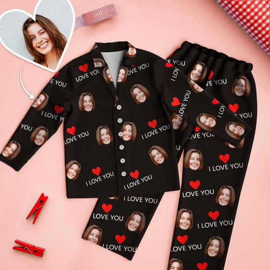 I Love You Personalised Face Pajamas Set - furevermama