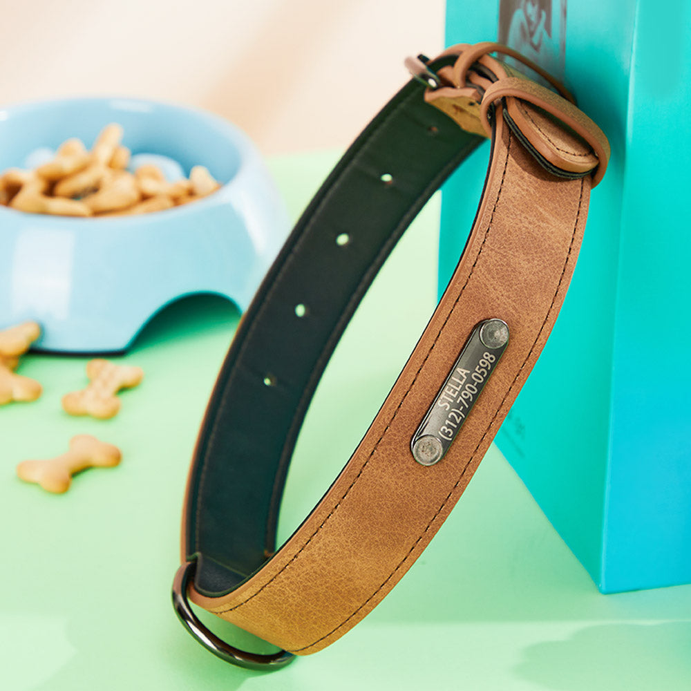 Custom Engraved Leather Dog Collar - furevermama