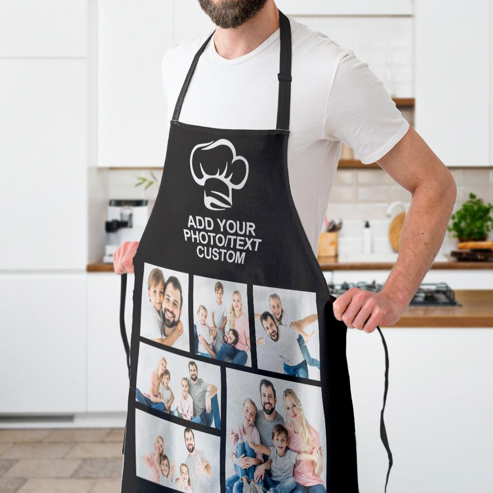 Personalized Photo Apron Custom Text Kitchen Cooking Chef Apron for Men Women - furevermama