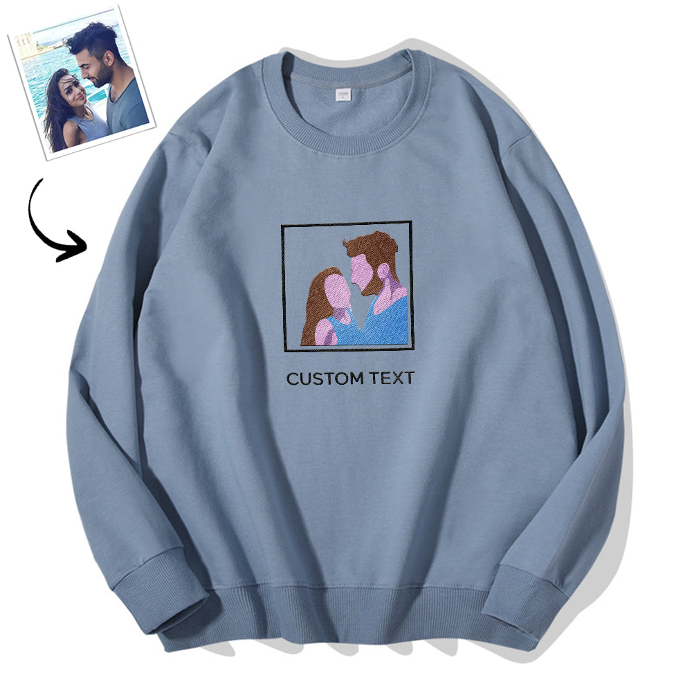 Custom Faceless Photo Portrait Embroidered Sweatshirt - furevermama