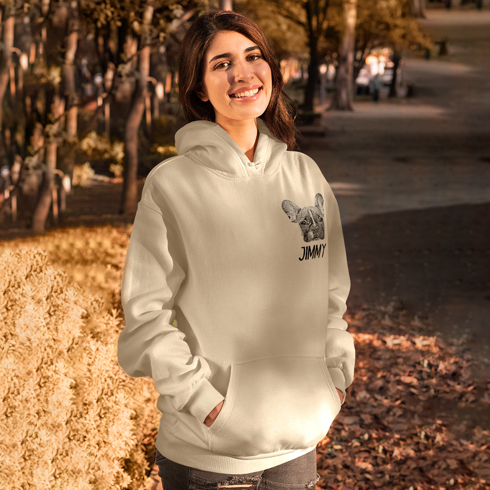 Custom Black and White Pet Head Hoodies - furevermama