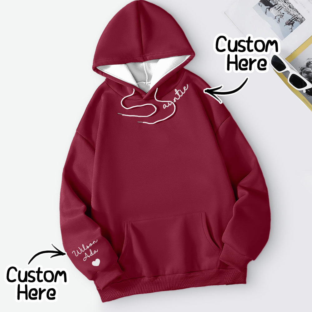 Neckline and Sleeve Personalized Text Hoodies - furevermama