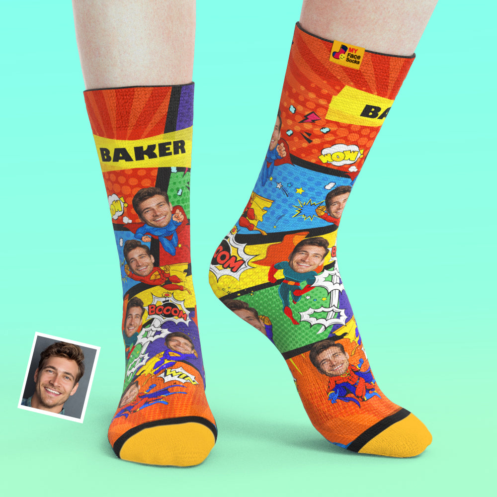 I Am A Superhero Custom Face Socks - furevermama