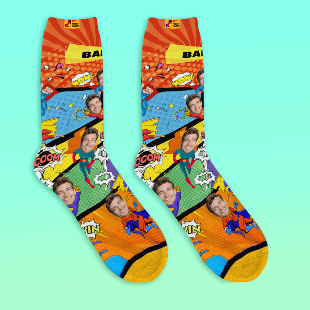 I Am A Superhero Custom Face Socks - furevermama