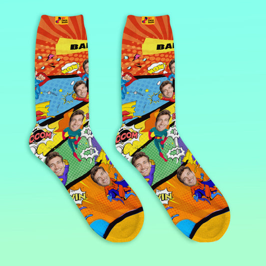 I Am A Superhero Custom Face Socks - furevermama