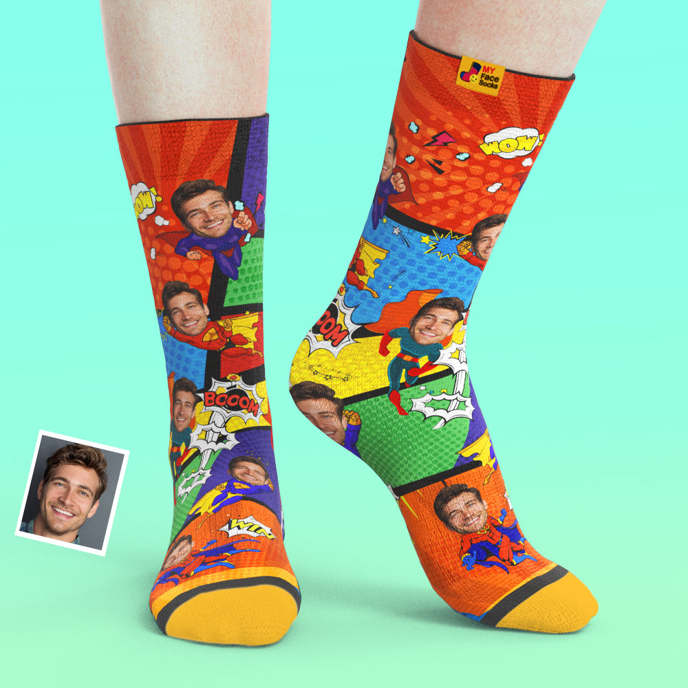 I Am A Superhero Custom Face Socks - furevermama