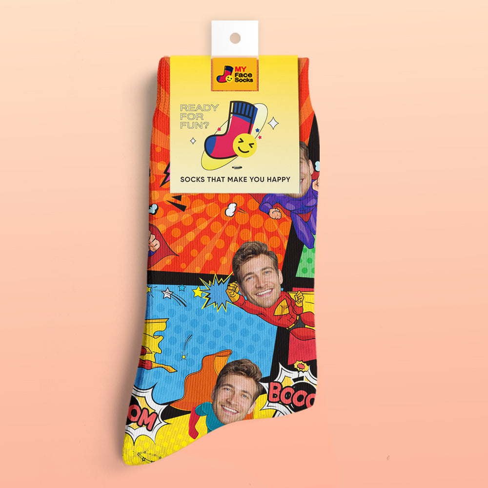 I Am A Superhero Custom Face Socks - furevermama
