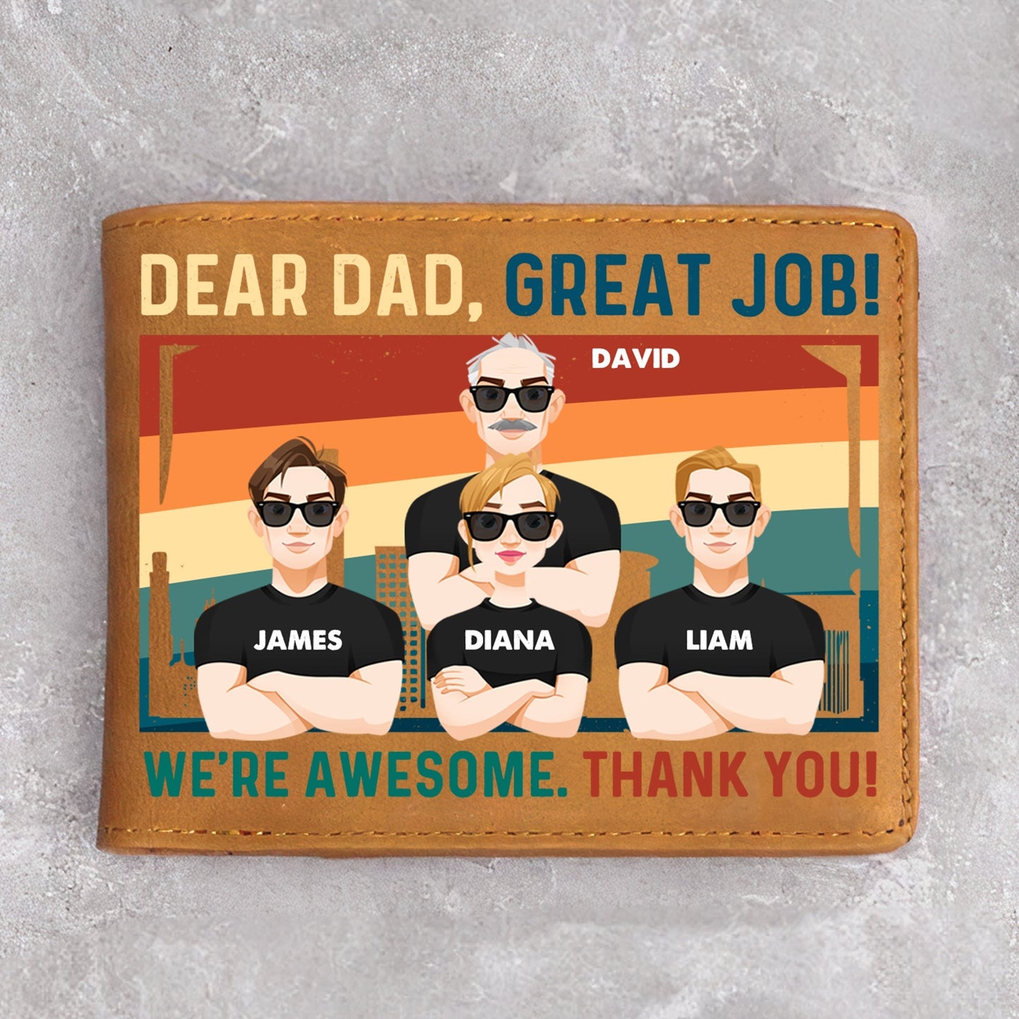 Dear Dad Great Job Personalized Leather Wallet