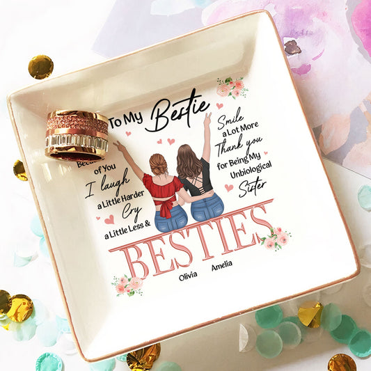 Friendship Thank You I Laugh More Cry Less - Personalized Jewelry Dish - furevermama