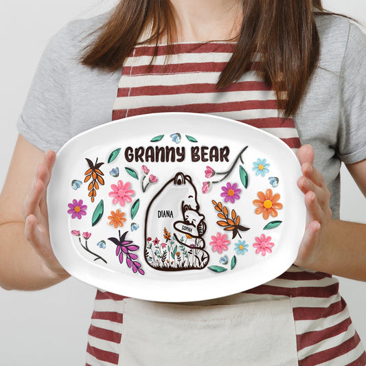 Mama Bear Personalized Plate - Loving Gift For Mom, Mother, Grandma, Grandmother