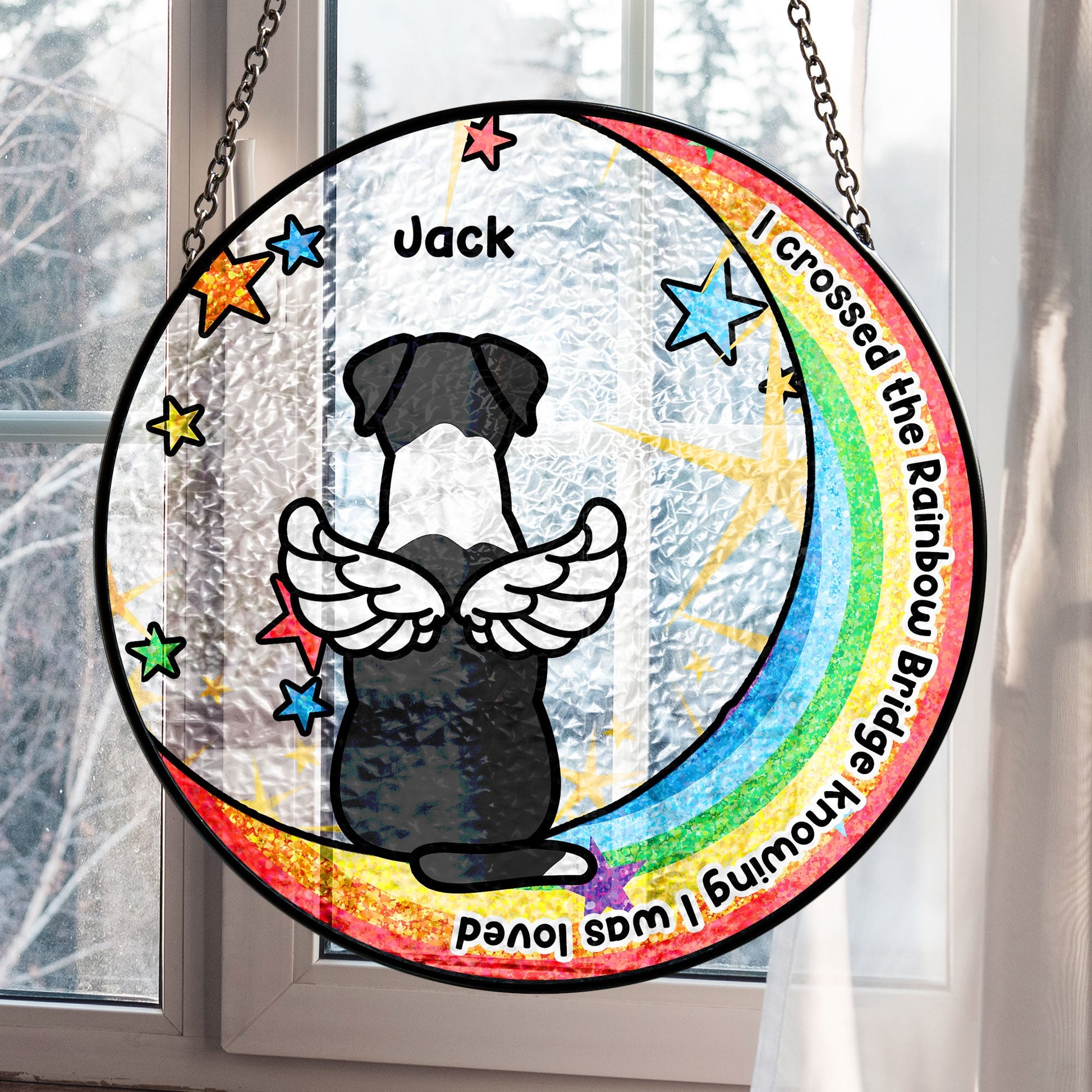 Personalized Stained Glass Suncatcher - Pet Loss Gift For Dog Owner - furevermama